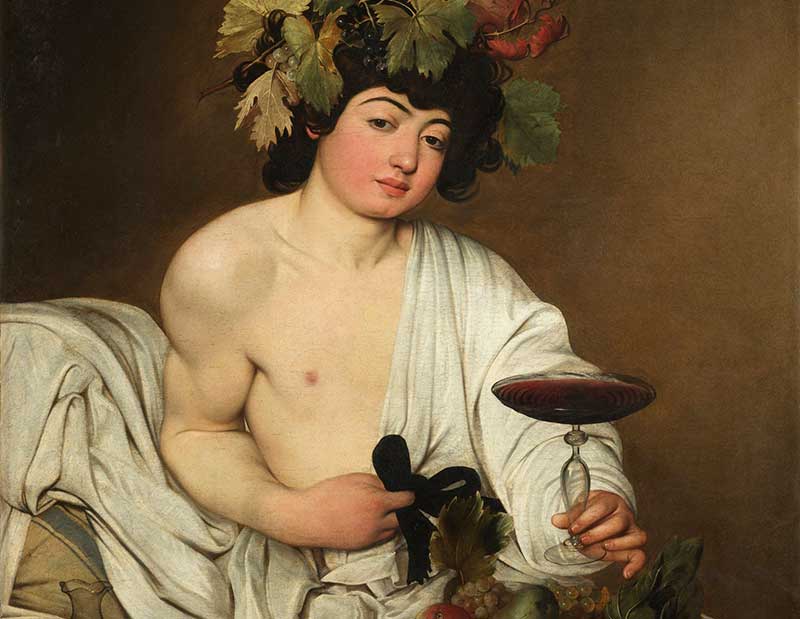 Baco bebendo vinho